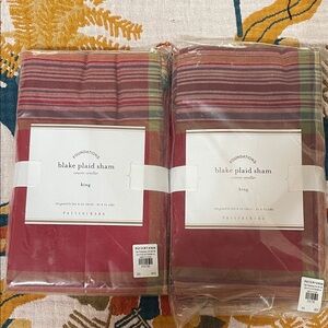 Pottery Barn Blake Plaid Sham Set in Red and Green
